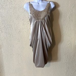 Pearl neck line satin dress